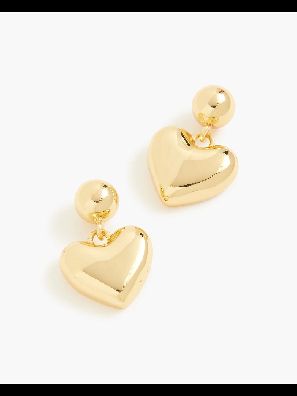 J.Crew Puffy Heart Drop Earrings, Gold